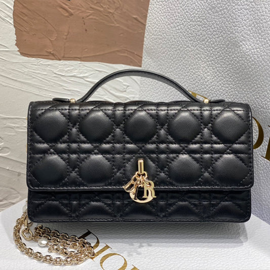 Lady Dior Bag Pearl Clutch Black Color