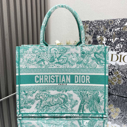 Dior Book Tote Bag Shopping Bag Green