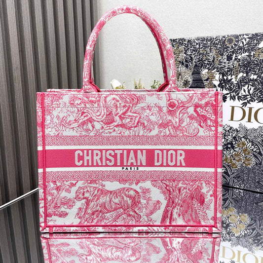 Dior Book Tote Bag Shopping Bag Red