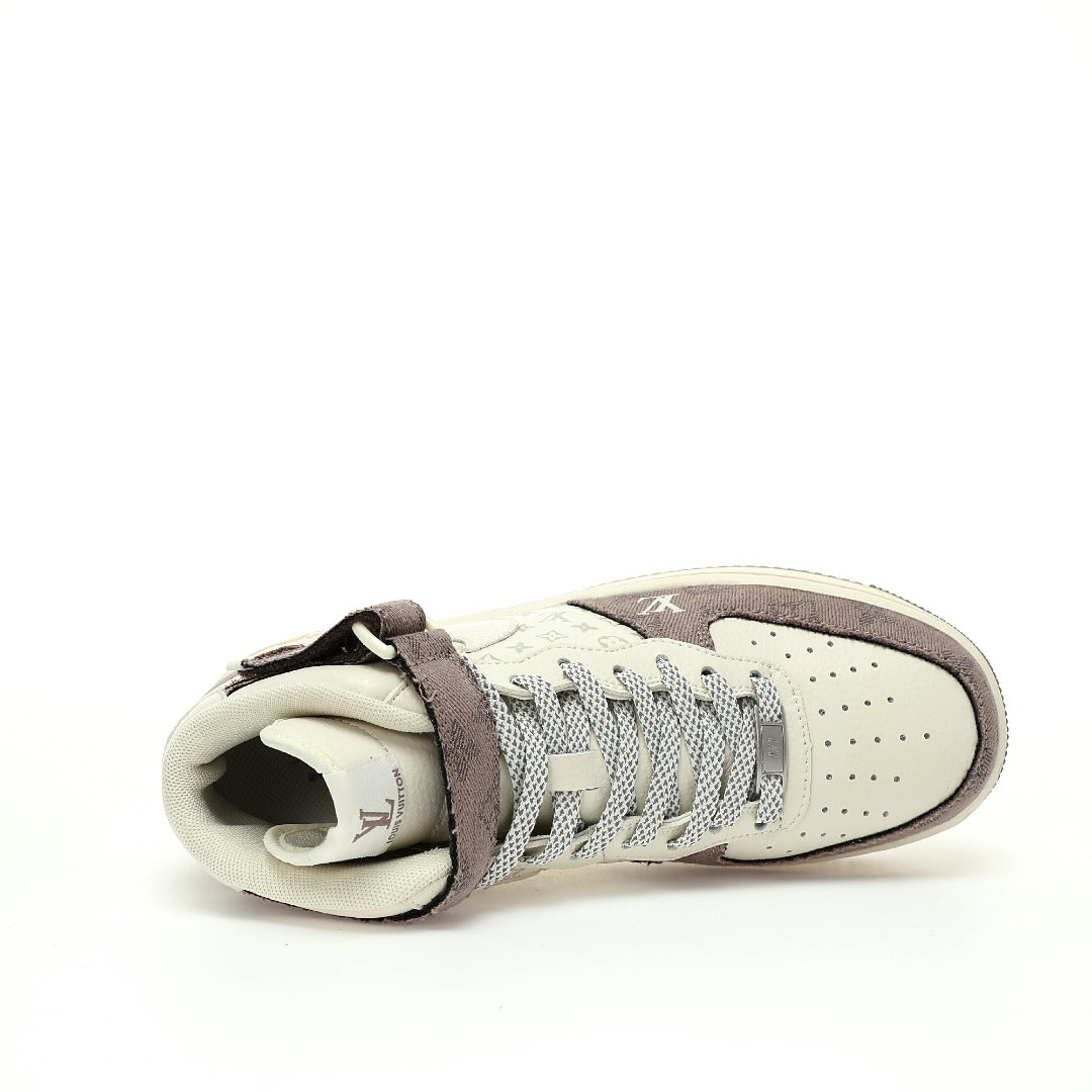 Louis Vuitton X Nike Air Force 1 07 Lv8 Mid Beigekhakilv Monogram Shoes