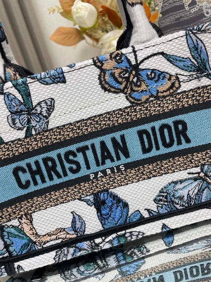 Dior Book Tote Bag Blue Butterfly Color
