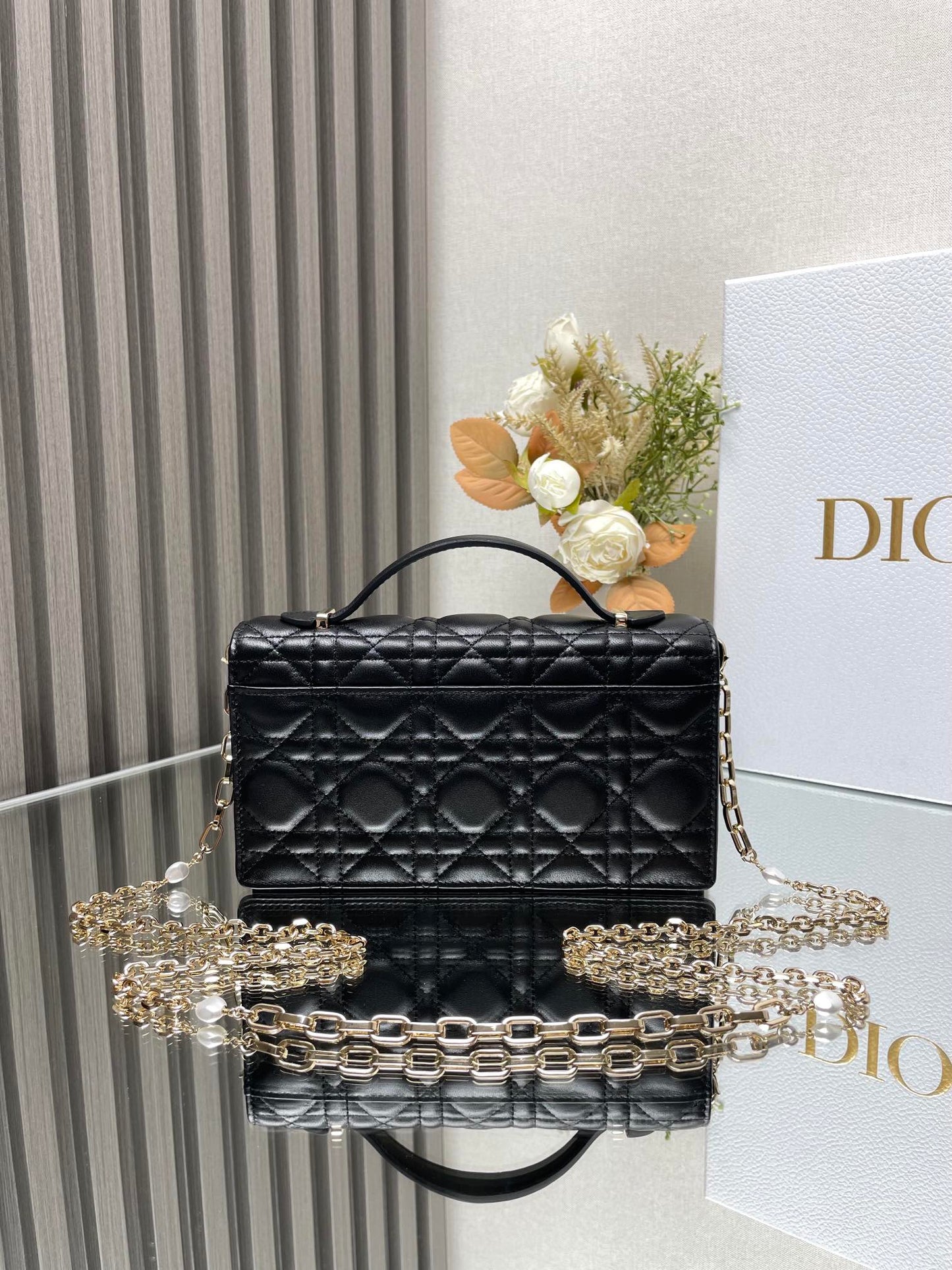 Lady Dior Pearl Clutch Bag Black Color
